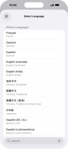 Press the required language.