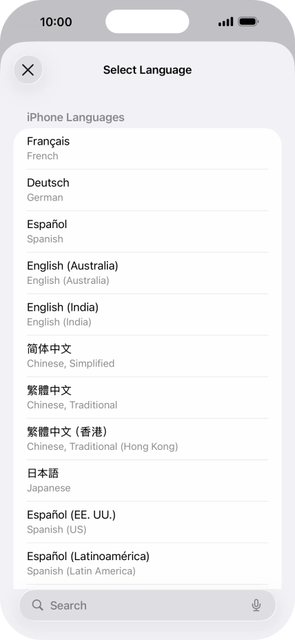 Press the required language.