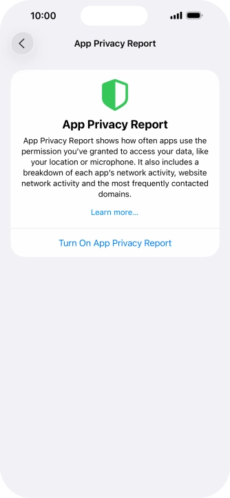 Press Turn On App Privacy Report to turn on the function.