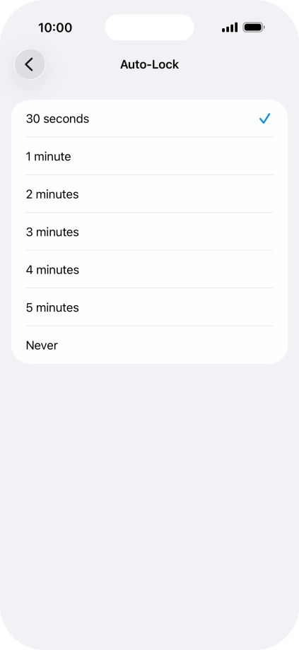 Press the required setting. Press the required setting.