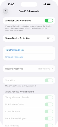 Press Turn Passcode On and key in a phone lock code of your own choice twice.