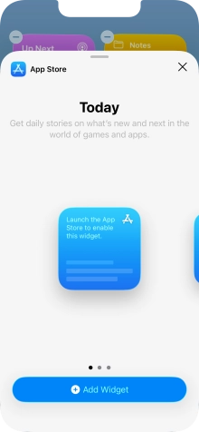 Slide your finger right or left on the screen to select the required widget size.