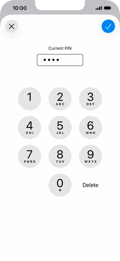 Key in your current PIN and press the confirm icon.