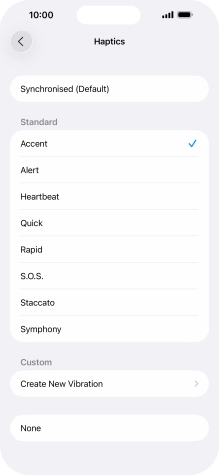 Press the required setting to turn on the function.