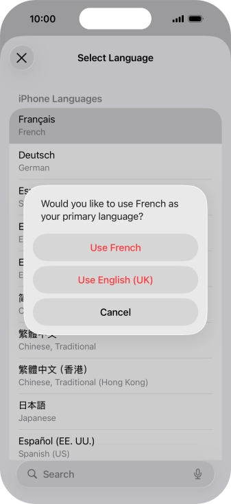 To select the new language as the default phone language, press Use ‹language›.
