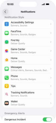 Press the required application.