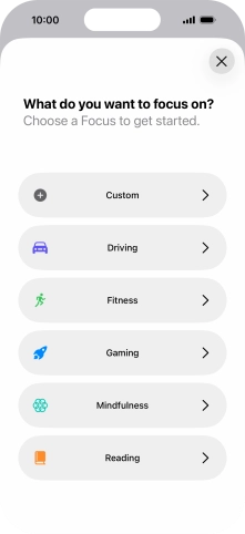 Press the required focus mode and follow the instructions on the screen to add the selected focus mode.