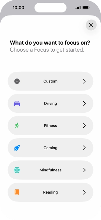 Press the required focus mode and follow the instructions on the screen to add the selected focus mode. Press the required focus mode and follow the instructions on the screen to add the selected focus mode.
