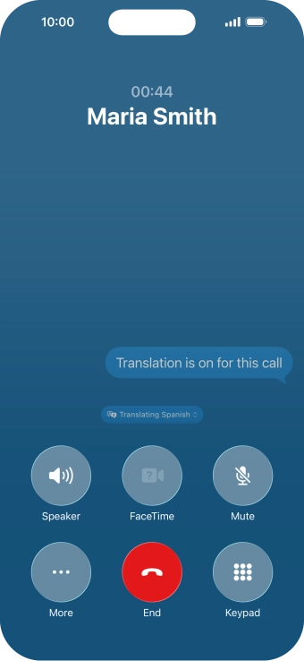 Press Translating ‹language› and follow the instructions on the screen to select language display or exit Live Translation.