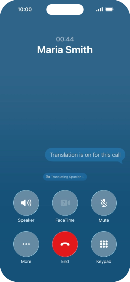 Press Translating ‹language› and follow the instructions on the screen to select language display or exit Live Translation.