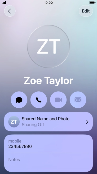 Press Shared Name and Photo.