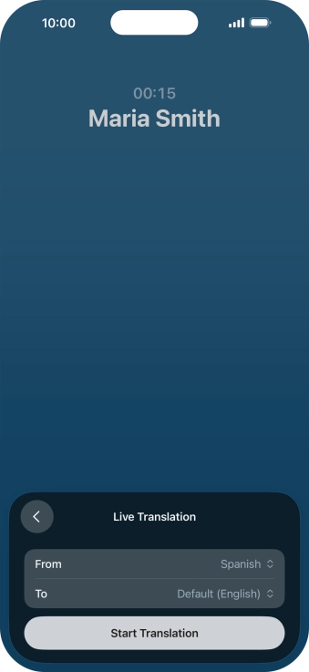Press Start Translation to use Live Translation during your call.