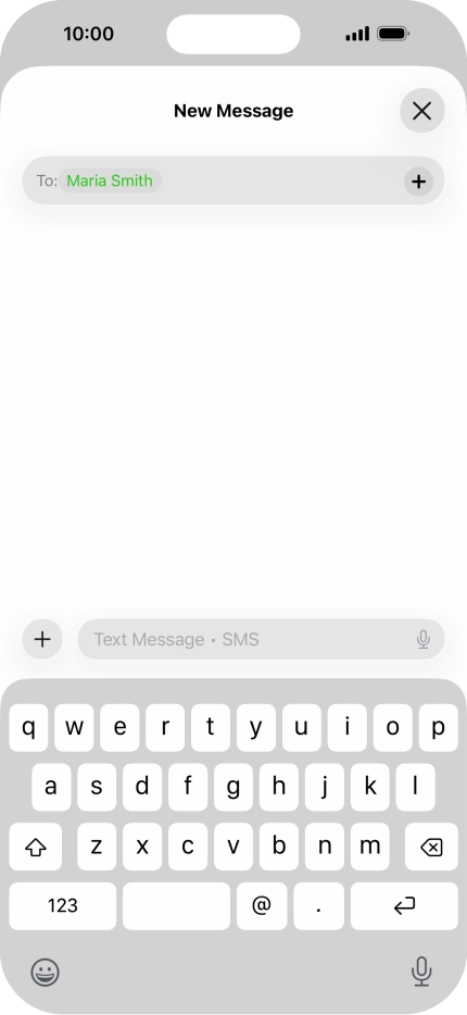 Press the text input field and write the text for your text message.