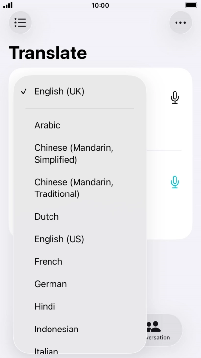 Press the required source language.