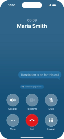 Press Translating ‹language› and follow the instructions on the screen to select language display or exit Live Translation.