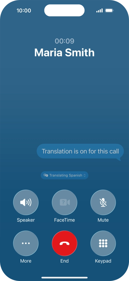 Press Translating ‹language› and follow the instructions on the screen to select language display or exit Live Translation.