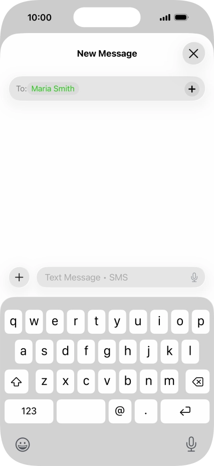 Press the text input field and write the text for your text message.