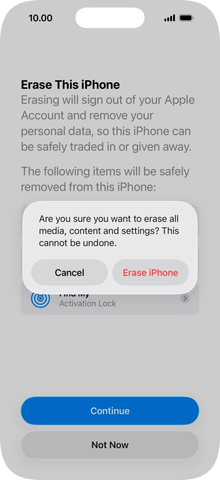 Press Erase iPhone. Press Erase iPhone.