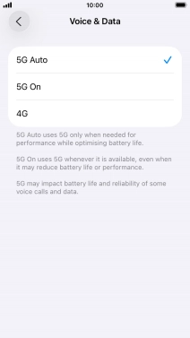 To turn on automatic switch between 5G and 4G, press 5G Auto.