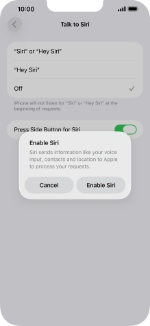 Press Enable Siri. Press Enable Siri.