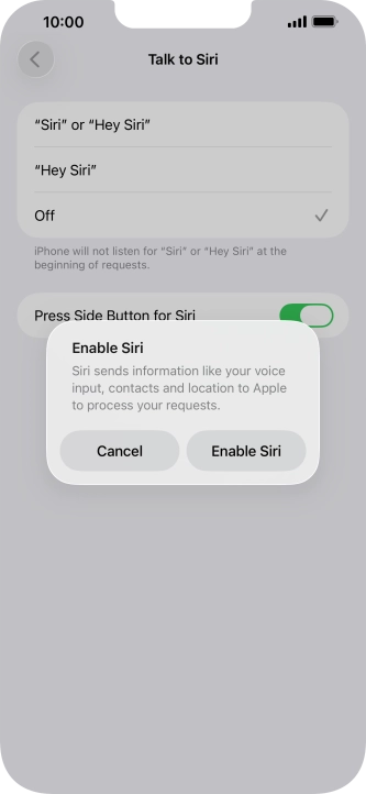 Press Enable Siri. Press Enable Siri.