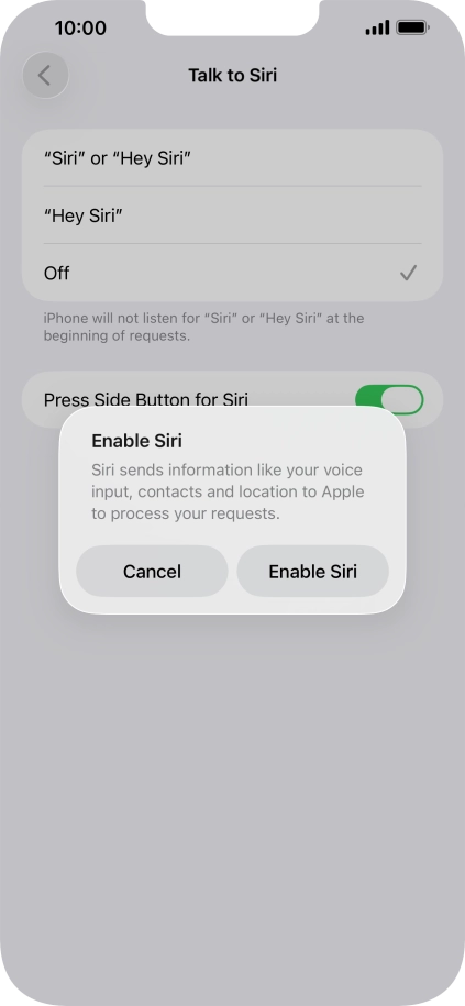 Press Enable Siri. Press Enable Siri.