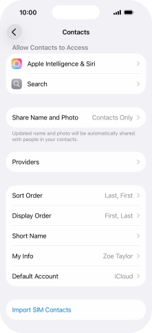 Press Import SIM Contacts.