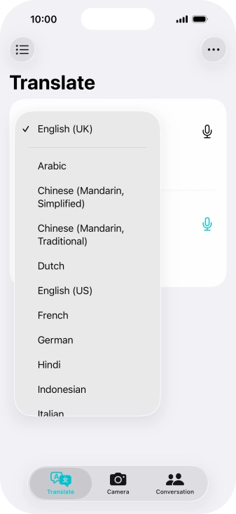 Press the required source language.