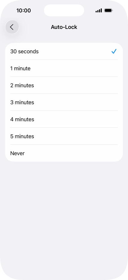 Press the required setting.