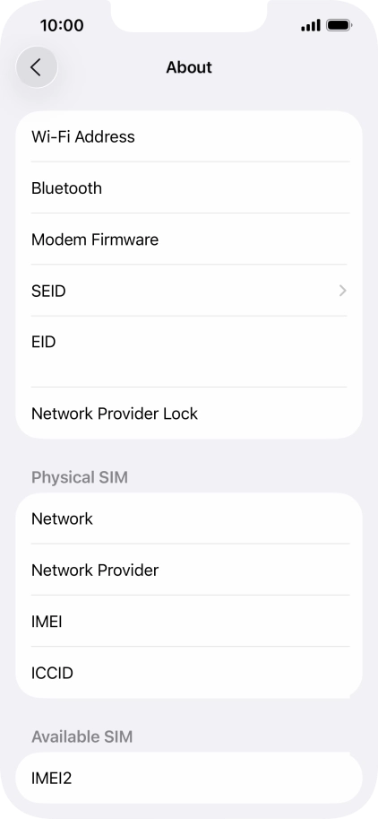 The Network Provider Lock status is displayed next to Network Provider Lock.