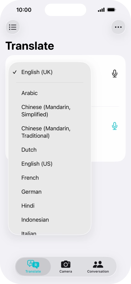 Press the required source language. Press the required source language.