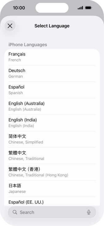 Press the required language.