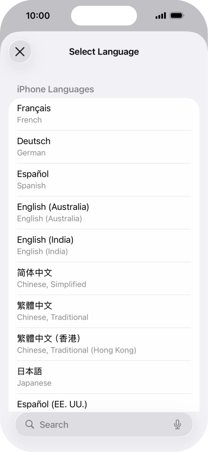 Press the required language. Press the required language.