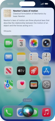 Ask questions or ask Siri to find information on the internet.