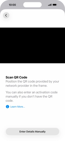 Place the QR code you've received inside the phone camera frame to scan the code. Your eSIM is transferred to your new phone over the internet.