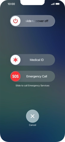 Press and drag the power off icon right. Press and drag the power off icon right.