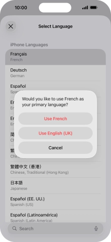 To select the new language as the default phone language, press Use ‹language›.