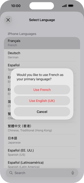 To select the new language as the default phone language, press Use ‹language›.