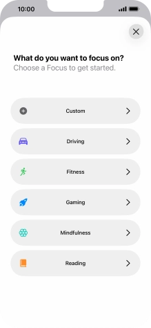 Press the required focus mode and follow the instructions on the screen to add the selected focus mode.