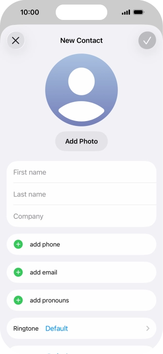 Press First name and key in the first name.