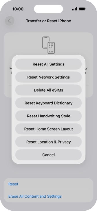 Press Reset All Settings.