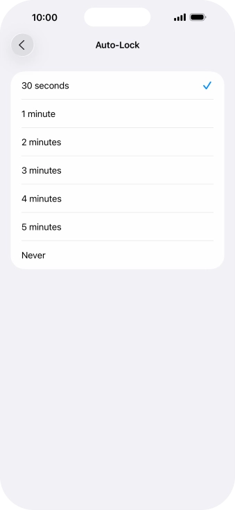 Press the required setting.