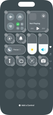 Press Add a Control and follow the instructions on the screen to add the required function to Control Centre.
