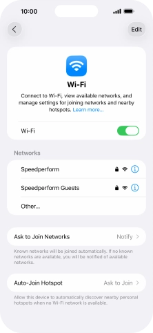 Press the required Wi-Fi network and key in the password for the Wi-Fi network.