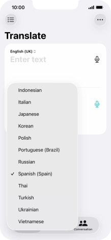 Press the required target language.