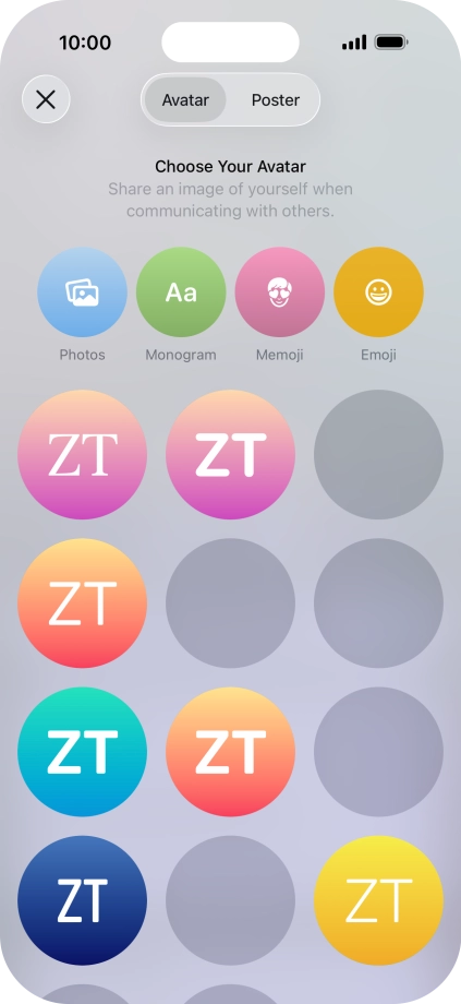 Press the required category and follow the instructions on the screen to select and save the required picture to your Contact Poster.