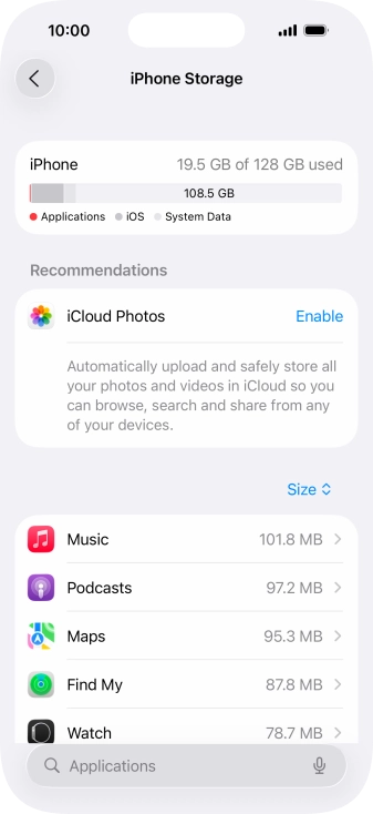 Press the required app.