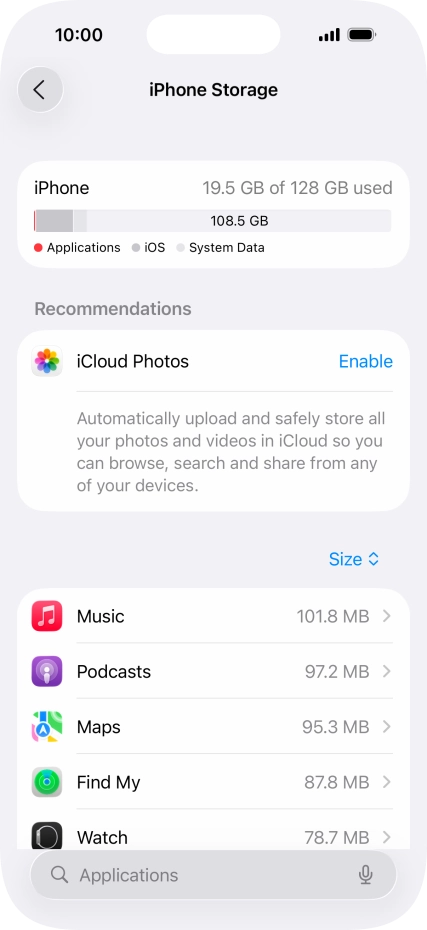 Press the required app.