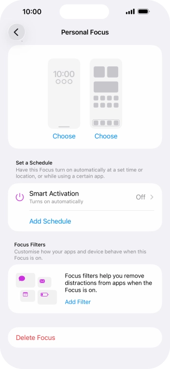 Press the required setting below 