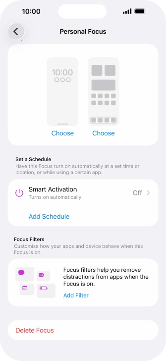 Press the required setting below 